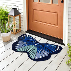 Trans Ocean Liora Manne Frontporch Monarch Indoor/Outdoor Area Rug - Stunning Butterfly Design For Any Space Blue Polyester,Acrylic Ftpf3459603