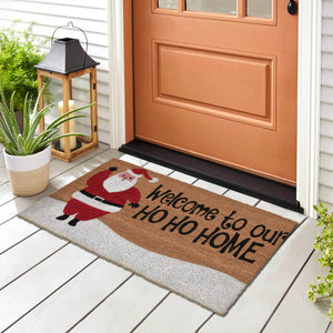 Trans Ocean Liora Manne Ho Ho Home Outdoor Mat - Cheerful Santa Coir Mat For Festive Entryways, 1'6" X 2'6" Natural Coir Ntr12201312