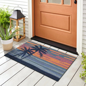 Trans Ocean Liora Manne Natura Sunset Outdoor Mat - Vibrant Twilight Scene With Tropical Trees For Your Space Multi Coir Ntr23254544