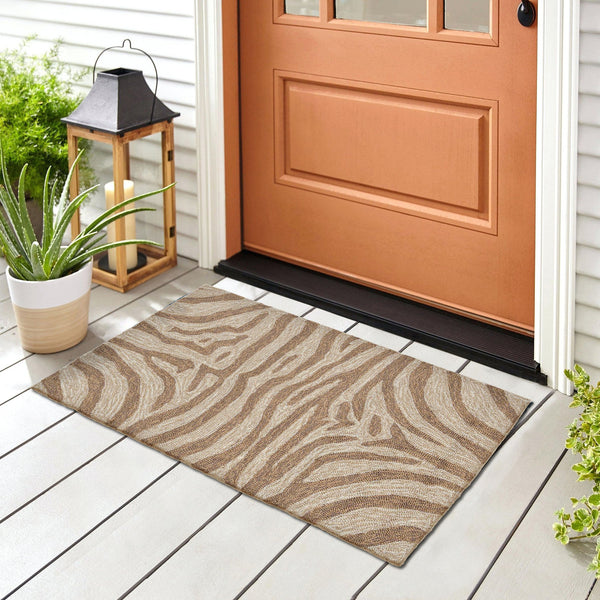 Trans Ocean Liora Manne Ravella Indoor/Outdoor Durable Zebra Print Area Rug - Stylish Addition To Any Space Brown Polypropylene,Acrylic Rvl23203319