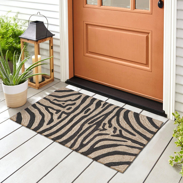 Trans Ocean Liora Manne Ravella Indoor/Outdoor Durable Zebra Print Area Rug - Stylish Addition To Any Space Black Polypropylene,Acrylic Rvl23203348