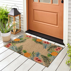 Trans Ocean Liora Manne Ravella Tropical Botanical Area Rug - Hand-tufted, Durable Design For Indoor & Outdoor Spaces Natural Polypropylene,Acrylic Rvl23228012