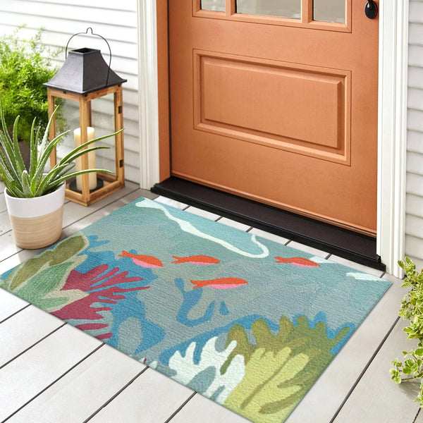 Trans Ocean Liora Manne Ravella Ocean View Hand-tufted Area Rug For Indoor/Outdoor Spaces - Stylish & Durable Blue Polypropylene,Acrylic Rvl34227503