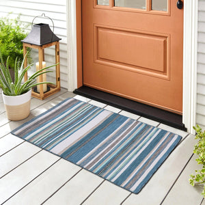 Trans Ocean Liora Manne Sonoma Malibu Stripe Indoor/Outdoor Area Rug - Stylish Hand Woven Geometric Accent Blue Polyester,Acrylic Sno23625804