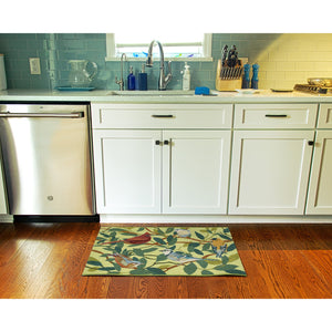 Trans Ocean Liora Esencia Indoor/Outdoor Non-slip Mat Featuring Whimsical Birds And Nature-inspired Design Green Polypropylene,Polyester Ecnr5958706