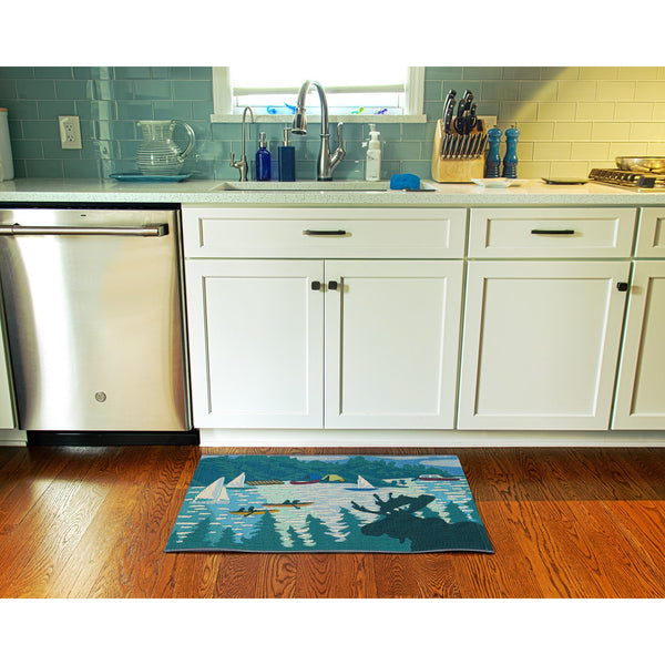 Trans Ocean Liora Manne Esencia Lake Life Indoor/Outdoor Mat - Whimsical Sailboats For Your Home Or Patio Blue Polypropylene,Polyester Ecn23959103