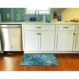 Trans Ocean Liora Manne Esencia Koi Pond Indoor/Outdoor Mat - Whimsical Fish And Lily Pads For Vibrant Spaces Blue Polypropylene,Polyester Ecn23959504