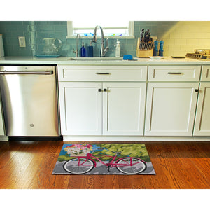 Trans Ocean Liora Manne Esencia Summer Ride Indoor/Outdoor Mat - Whimsical Bike Design With Floral Accents Blue Polypropylene,Polyester Ecn23960003
