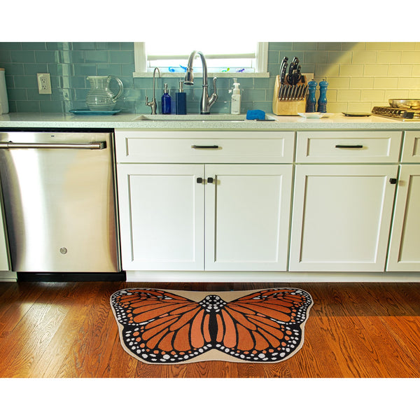 Trans Ocean Liora Esencia Monarch Butterfly Indoor/Outdoor Mat - Striking Orange Design, 3'3" X 1'9" Shape Orange Polypropylene,Polyester Ecn33961317
