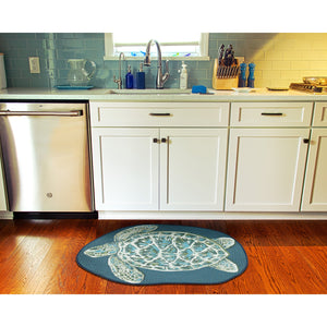 Trans Ocean Liora Esencia Seaturtle Indoor/Outdoor Mat – Whimsical Blue Turtle Design, 3'3" X 2'1" Shaped Blue Polypropylene,Polyester Ecn35961503