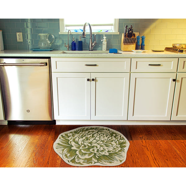 Trans Ocean Liora Manne Esencia Peony Indoor/Outdoor Non-slip Mat - Vibrant Floral Design For Any Space Green Polypropylene,Polyester Ecnd3962306