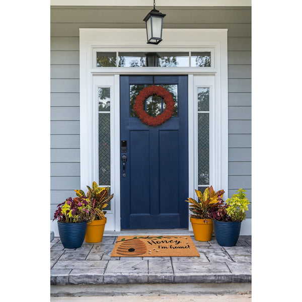 Trans Ocean Liora Manne Natura Honey I'm Home Outdoor Mat - Whimsical Bee Hive Design For Vibrant Entryways Natural Coir Ntr12222612