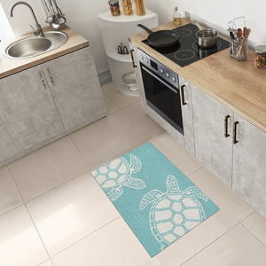 Trans Ocean Liora Manne Capri Turtle Handmade Indoor/Outdoor Area Rug - Vibrant Coastal Design For Any Space Blue Polyester,Acrylic Cap12163404