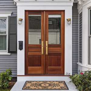 Trans Ocean Liora Manne Dwell Vine Outdoor Mat - Elegant Floral Design With Traditional Borders For Entryways Black Coir Pile Dwl24900448s