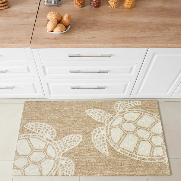 Trans Ocean Liora Manne Capri Turtle Handmade Indoor/Outdoor Area Rug - Vibrant Coastal Design For Any Space Natural Polyester,Acrylic Cap12163412