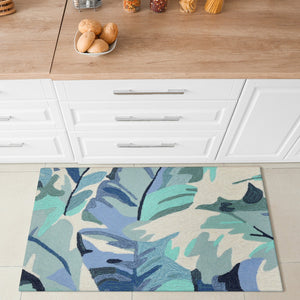 Trans Ocean Liora Manne Capri Palm Leaf Indoor/Outdoor Area Rug - Vibrant Botanical Design For Any Space Blue Polyester,Acrylic Cap23166803