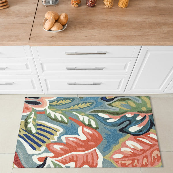 Trans Ocean Liora Manne Capri Indoor/Outdoor Rug - Vibrant Floral Geometric Design For Stylish Spaces Blue Polyester,Acrylic Cap12174004