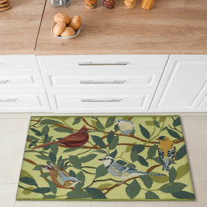 Trans Ocean Liora Esencia Indoor/Outdoor Non-slip Mat Featuring Whimsical Birds And Nature-inspired Design Green Polypropylene,Polyester Ecnr5958706