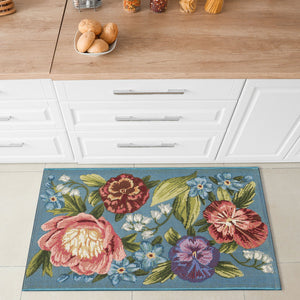 Trans Ocean Liora Manne Esencia Secret Garden Mat - Vibrant Botanical Design For Indoor/Outdoor Spaces Blue Polypropylene,Polyester Ecn23958904