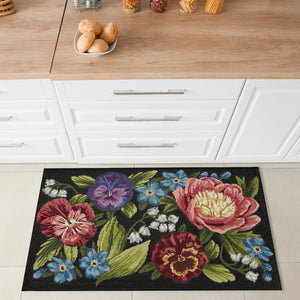 Trans Ocean Liora Manne Esencia Secret Garden Mat - Vibrant Botanical Design For Indoor/Outdoor Spaces Black Polypropylene,Polyester Ecn34958948