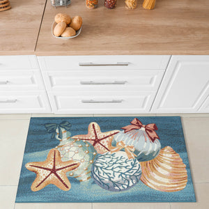 Trans Ocean Liora Manne Esencia Sea Gem Ornaments Indoor/Outdoor Non-slip Mat For A Coastal Living Vibe Blue Polypropylene,Polyester Ecn23972304
