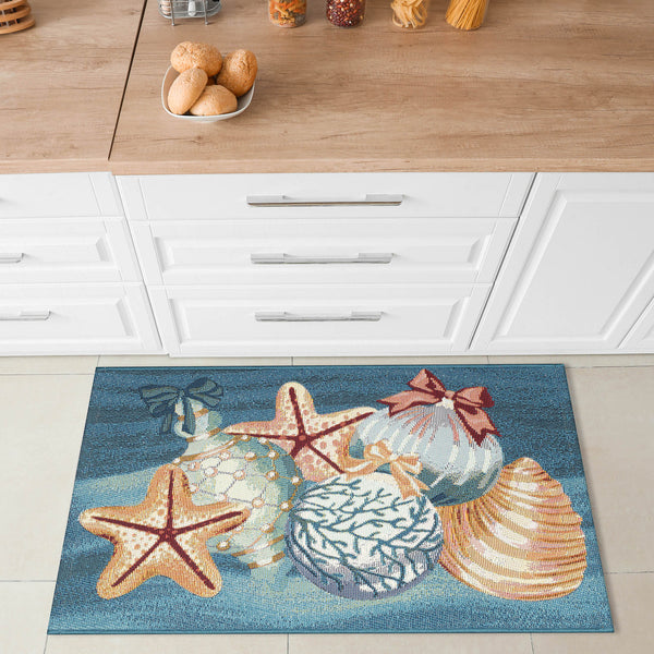 Trans Ocean Liora Manne Esencia Sea Gem Ornaments Indoor/Outdoor Non-slip Mat For A Coastal Living Vibe Blue Polypropylene,Polyester Ecn23972304