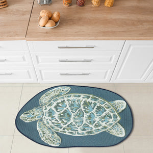 Trans Ocean Liora Esencia Seaturtle Indoor/Outdoor Mat – Whimsical Blue Turtle Design, 3'3" X 2'1" Shaped Blue Polypropylene,Polyester Ecn35961503