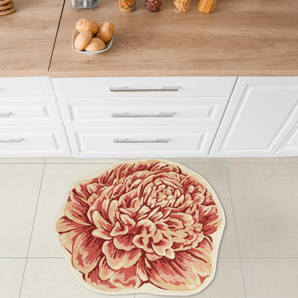 Trans Ocean Liora Manne Esencia Peony Indoor/Outdoor Non-slip Mat - Vibrant Floral Design For Any Space Orange Polypropylene,Polyester Ecnd3962317