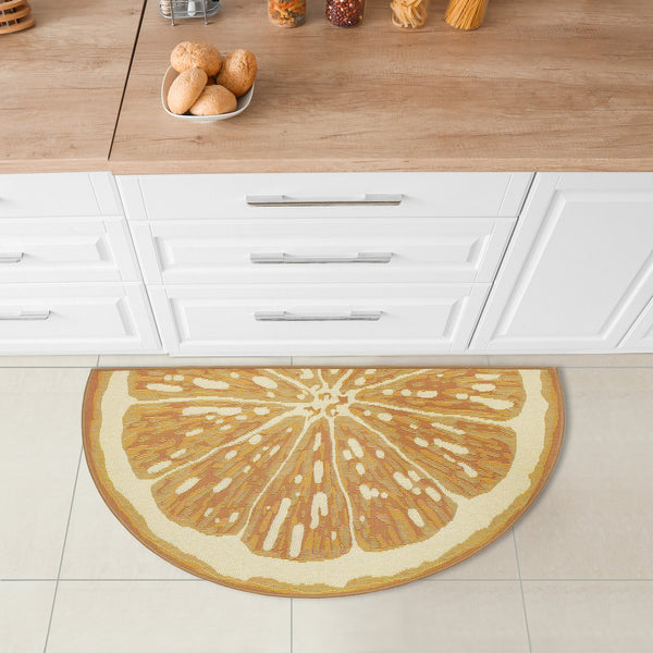 Trans Ocean Liora Esencia Lemon Indoor/Outdoor Mat - Whimsical Yellow Slice Design, 3'3" X 2'1" Half Round Yellow Polypropylene,Polyester Ecnh3961209