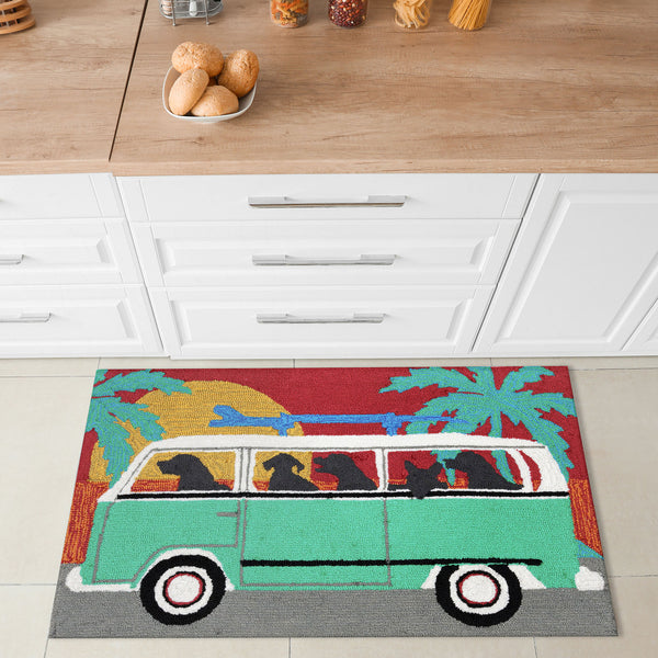Trans Ocean Liora Manne Frontporch Beach Trip Indoor/Outdoor Mat - Playful Coastal Design With Black Labs Blue Polyester,Acrylic Ftp34147504