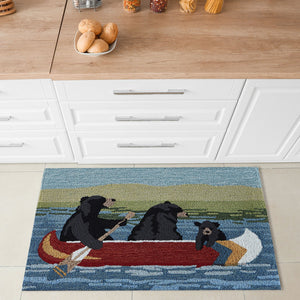 Trans Ocean Liora Manne Frontporch Are We Bear Yet? Fun Indoor/Outdoor Rug With Playful Canoeing Bears Design Blue Polyester,Acrylic Ftp23189203