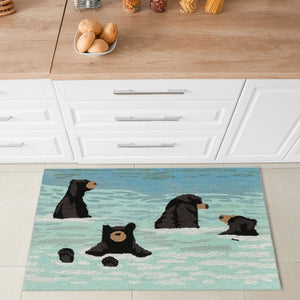Trans Ocean Liora Manne Frontporch Bathing Bears Rug - Charming Indoor/Outdoor Mat For Nature Lovers' Spaces Blue Polyester,Acrylic Ftp34434003