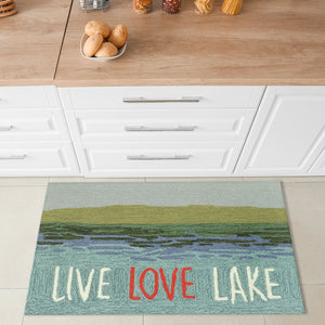 Trans Ocean Liora Manne Frontporch Live Love Lake Indoor/Outdoor Handmade Pillow - Nature-inspired Accent Blue Polyester,Acrylic Ftp23450703