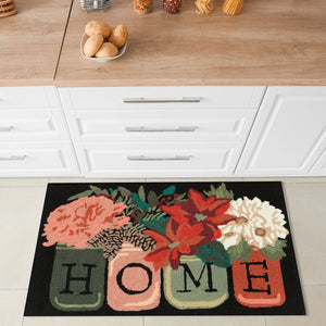 Trans Ocean Liora Manne Frontporch Holiday Home Indoor/Outdoor Rug With Rustic Floral Scene For All Seasons Black Polyester,Acrylic Ftp23452048