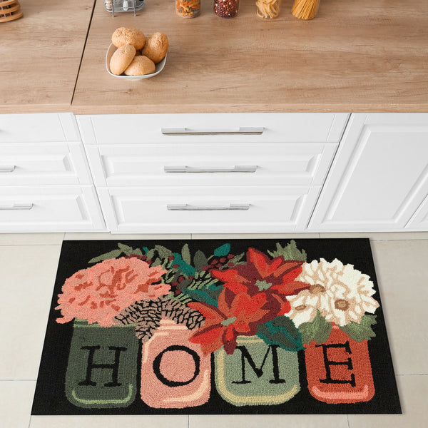 Trans Ocean Liora Manne Frontporch Holiday Home Indoor/Outdoor Rug With Rustic Floral Scene For All Seasons Black Polyester,Acrylic Ftp23452048