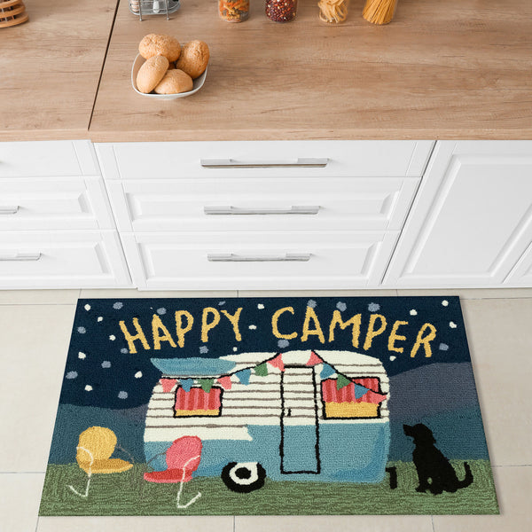 Trans Ocean Liora Manne Frontporch Happy Camper Indoor/Outdoor Mat - Charming Rug For Nature Lovers’ Spaces Navy Polyester,Acrylic Ftp34454247