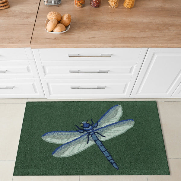 Trans Ocean Liora Manne Frontporch Indoor/Outdoor Dragonfly Mat – Vibrant Botanical Design For Any Space Green Polyester,Acrylic Ftp12455606