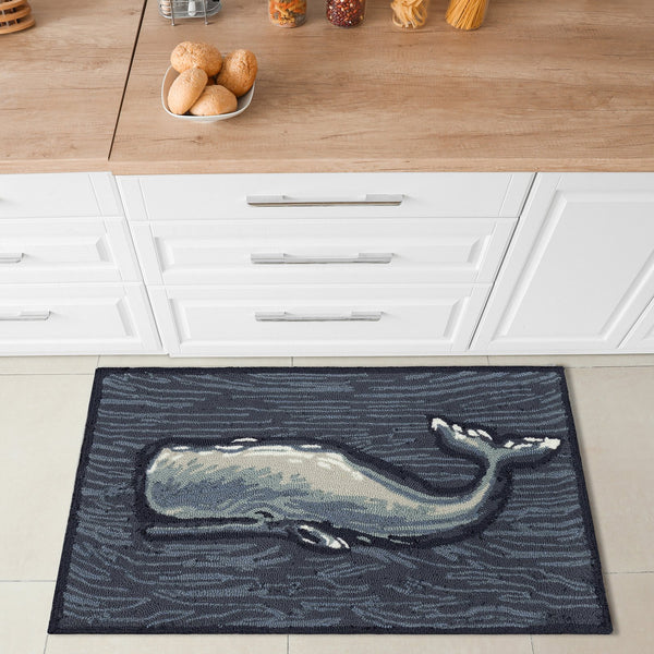 Trans Ocean Liora Manne Frontporch Whale Indoor/Outdoor Mat - Stunning Coastal Design For Modern Spaces Blue Polyester,Acrylic Ftp12471804