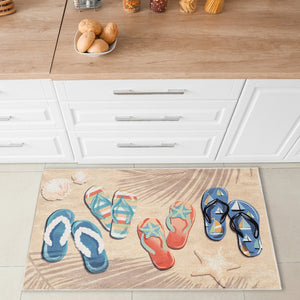 Trans Ocean Liora Manne Impressions Beachside Flip Flops Indoor Mat – Whimsical Coastal Decor For Your Home Natural Polyester Ipr23292712