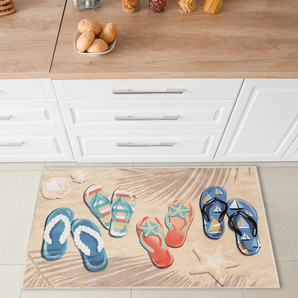 Trans Ocean Liora Manne Impressions Beachside Flip Flops Indoor Mat – Whimsical Coastal Decor For Your Home Natural Polyester Ipr23292712