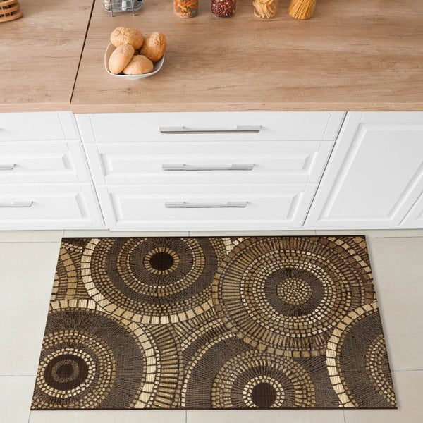 Trans Ocean Liora Manne Marina Circles Pillow - Contemporary Geometric Design For Indoor/Outdoor Elegance Brown Polypropylene,Polyester Mna34803519