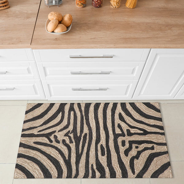 Trans Ocean Liora Manne Ravella Indoor/Outdoor Durable Zebra Print Area Rug - Stylish Addition To Any Space Black Polypropylene,Acrylic Rvl23203348