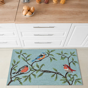 Trans Ocean Liora Manne Ravella Birds On Branches Indoor/Outdoor Area Rug - Whimsical Garden Decor Piece Blue Polypropylene,Acrylic Rvl23227004