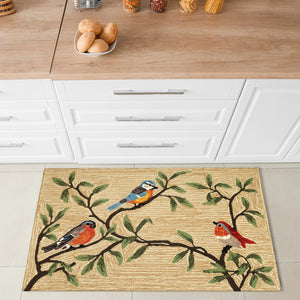 Trans Ocean Liora Manne Ravella Birds On Branches Indoor/Outdoor Area Rug - Whimsical Garden Decor Piece Natural Polypropylene,Acrylic Rvl23227012