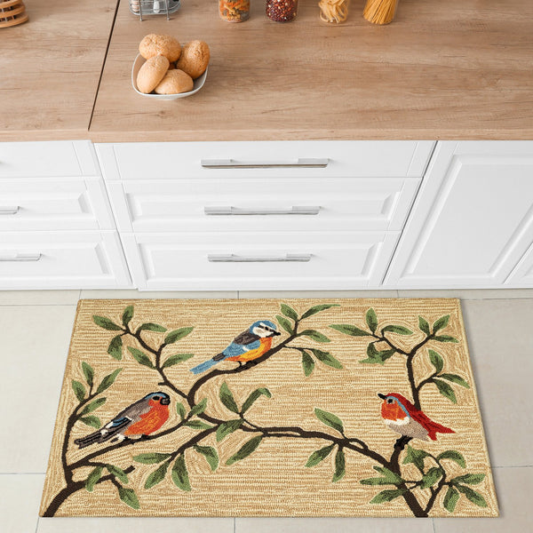 Trans Ocean Liora Manne Ravella Birds On Branches Indoor/Outdoor Area Rug - Whimsical Garden Decor Piece Natural Polypropylene,Acrylic Rvl23227012