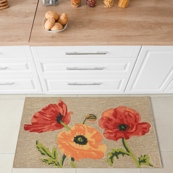 Trans Ocean Liora Manne Ravella Icelandic Poppies Area Rug - Stunning Botanical Design For Indoor/Outdoor Spaces Natural Polypropylene,Acrylic Rvl23227212
