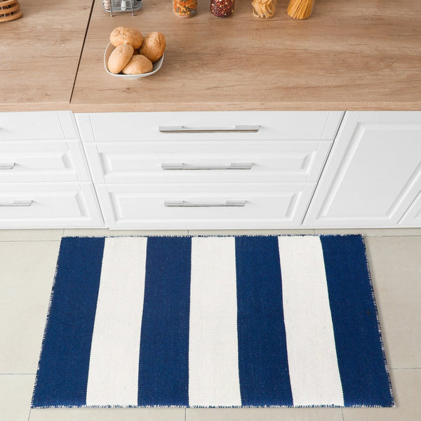 Trans Ocean Liora Manne Sorrento Rugby Stripe Indoor/Outdoor Area Rug – Hand Woven Geometric Accent For Style Navy Polyester,Acrylic Srn23630233