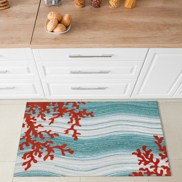 Trans Ocean Liora Manne Visions Iv Coral Reef 2' X 3' Indoor/Outdoor Area Rug - Stylish, Durable, Easy Care! Blue Polyester Vgh23325503
