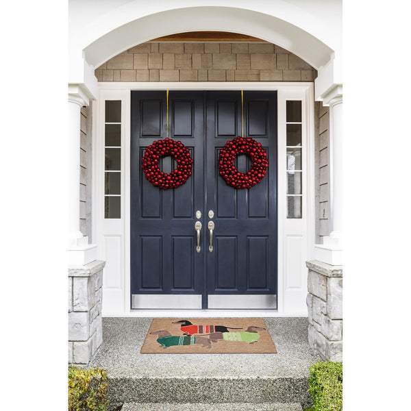Trans Ocean Liora Manne Frontporch Holiday Hounds Area Rug – Charming Dachshunds In Vibrant Christmas Sweaters Natural Polyester,Acrylic Ftp23156612