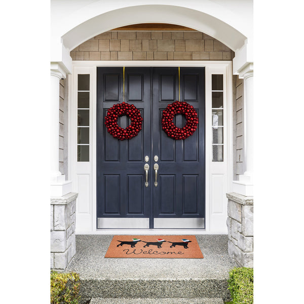 Trans Ocean Liora Manne Natura Three Dogs Holiday Outdoor Mat - Festive Welcome Decor For Pet Lovers 1'6"X2'6" Natural Coir Ntr12206712